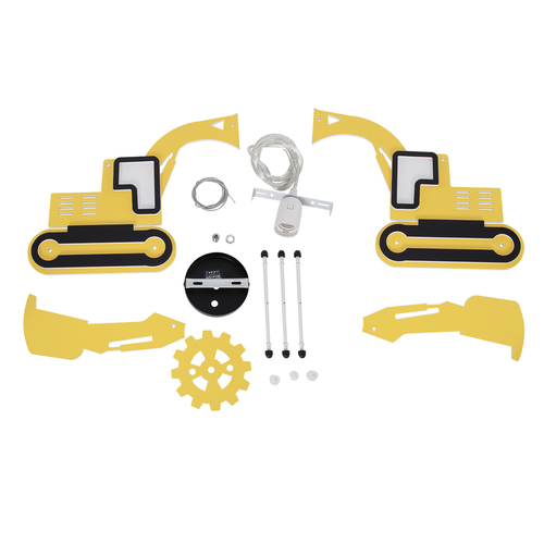 GloboStar® EXCAVATOR 61579 Παιδικό Κρεμαστό Φωτιστικό Φιγούρα Μονόφωτο 1 x E27 IP20 Κίτρινο & Μαύρο Πλαστικό - Μ45 x Π15.5 x Υ27cm