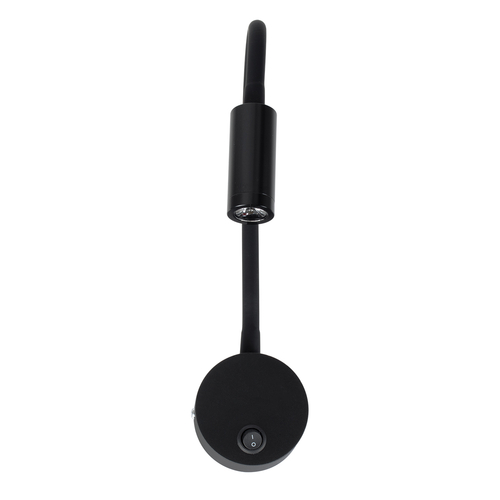GloboStar® GOOSE 60878 Μοντέρνο Φωτιστικό Τοίχου - Απλίκα Ξενοδοχείου Bed Side LED 3W 300lm 36° AC 220-240V - Reading Light - Μ6.5 x Π15 x Υ24.5cm - Φυσικό Λευκό 4500K - Μαύρο - 3 Xρόνια Εγγύηση