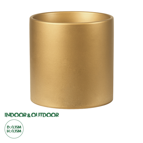 GloboStar® Artificial Garden CHANIA 20453 Πήλινο Κεραμικό Κασπώ Γλάστρα - Flower Pot Χρυσό Φ15cm x Υ15cm