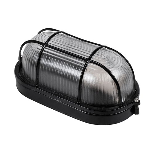 GloboStar® BOATLIGHT 61583 Vintage Industrial Φωτιστικό Τοίχου - Απλίκα - Καραβοχελώνα Εξωτερικού Χώρου Μονόφωτο 1 x E27 AC220-240V Αδιάβροχο IP65 - Σώμα Αλουμινίου & Tempered Glass - Μ21 x Π10.4 x Υ9cm - Μαύρο - Οβάλ - 5 Years Warranty