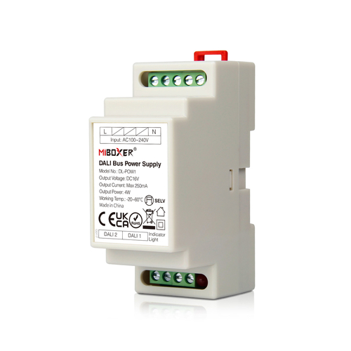 GloboStar® 71420 DL-POW1 Mi-BOXER DC DALI BUS Power Supply Τροφοδοτικό SELV AC 100-240V σε DC 16V 2 Καναλιών DC 16V 2 x 125mA 2W - Max 250mA 4W - IP20 - Din Rail Ράγας - Μ9 x Π3.4 x Υ6cm - 5 Years Warranty
