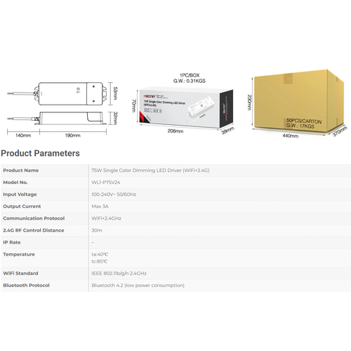 GloboStar® 71437 WL1-P75V24 Mi-BOXER DC Smart Wifi & RF 2.4Ghz & Push Dimming Power Supply Τροφοδοτικό SELV & Controller / Dimmer All in One AC100-240V σε DC 24V 1 x 3A 75W - Max 3A 75W - IP20 Μ19 x Π5.5 x Υ3.2cm - 5 Years Warranty