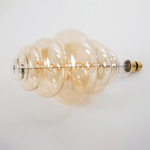 GloboStar® 99172 Λάμπα LED Soft S Spiral Filament E27 BH200 GRAPES Γλόμπος 8W 560lm 360° AC 220-240V IP20 Φ20 x Υ41cm Ultra Θερμό Λευκό 2200K με Μελί Γυαλί - Dimmable - 3 Χρόνια Εγγύηση
