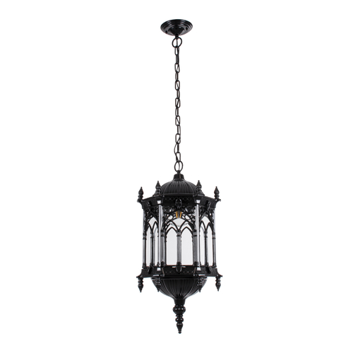 GloboStar® DARCY 00672 Vintage Κρεμαστό Φωτιστικό Ανάρτηση Μονόφωτο 1 x E27 IP20 Μαύρο Μέταλλο με Διάφανο Γυαλί - Μ35 x Π35 x Υ61cm