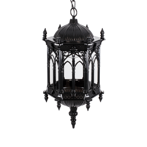 GloboStar® DARCY 00672 Vintage Κρεμαστό Φωτιστικό Ανάρτηση Μονόφωτο 1 x E27 IP20 Μαύρο Μέταλλο με Διάφανο Γυαλί - Μ35 x Π35 x Υ61cm