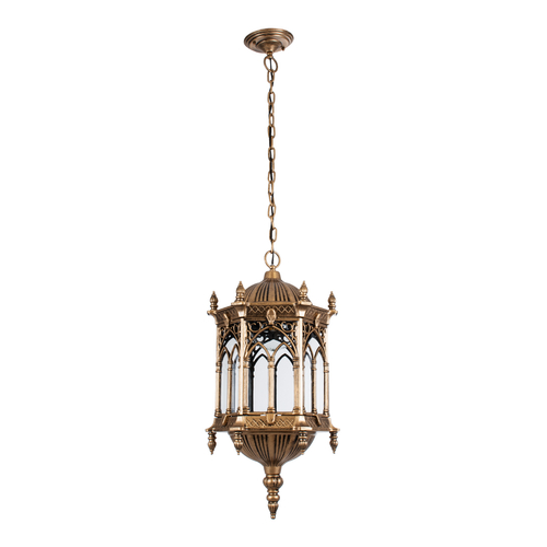 GloboStar® DARCY 01815 Vintage Κρεμαστό Φωτιστικό Ανάρτηση Μονόφωτο 1 x E27 IP20 Μπρούτζινο Μέταλλο με Διάφανο Γυαλί - Μ35 x Π35 x Υ61cm