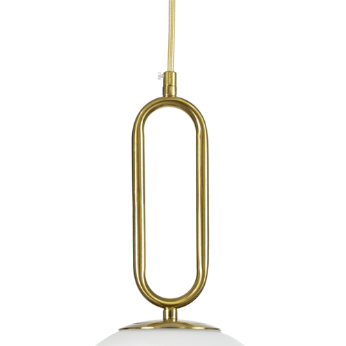 GloboStar® BELLISSIMO 61486 Μοντέρνο Κρεμαστό Φωτιστικό Μπάλα Μονόφωτο 1 x E27 IP20 Λευκό Γυαλί με Χρυσό Μέταλλο - Μ20 x Π20 x Υ42cm