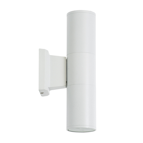 GloboStar® WALLY 77871 Φωτιστικό Τοίχου - Απλίκα Αρχιτεκτονικού Φωτισμού Εσωτερικού/Εξωτερικού Χώρου Up & Down Δίφωτο 2 x GU10 AC220-240V Αδιάβροχο IP65 - Σώμα Αλουμινίου & Tempered Glass - Μ6.4 x Π11 x Υ25cm - Λευκό - 5 Years Warranty