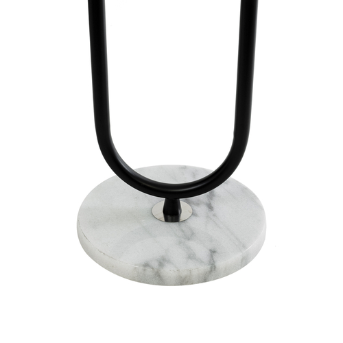 GloboStar® CORDELIA 02026 Μοντέρνο Επιδαπέδιο Φωτιστικό Μονόφωτο 1 x E27 IP20  - Μαύρο Αλουμίνιο, Λευκό Γυαλί με Λευκό Μάρμαρο - Μ30 x Π38 x Υ180cm