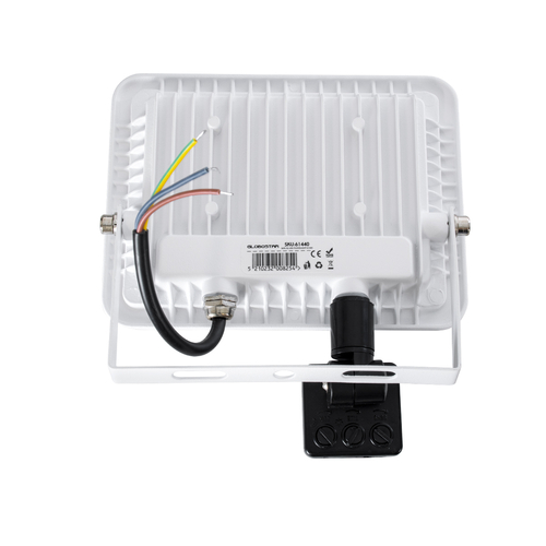 GloboStar® AURORA 61440 Επαγγελματικός Προβολέας LED 30W 3750lm 120° AC 220-240V με Ενσωματωμένο Ρυθμιζόμενο Αισθητήρα Κίνησης PIR - Αδιάβροχος IP67 - Μ16 x Π5 x Υ17.5cm - Λευκό - Ψυχρό Λευκό 6000K - LUMILEDS Chips - TÜV Rheinland Certified - 3 Years Warranty