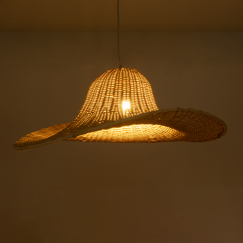 GloboStar® ESPARGOS 02214 Boho Κρεμαστό Φωτιστικό Πλέγμα Μονόφωτο 1 x E27 IP20 Μπεζ Ξύλο - Μ70 x Π70 x Υ35cm