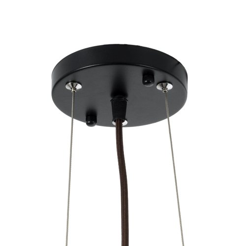 GloboStar® CORSICA 02216 Boho Κρεμαστό Φωτιστικό Καμπάνα Μονόφωτο 1 x E27 IP20 Μαύρο & Μπεζ Ξύλο - Μ70 x Π70 x Υ35cm
