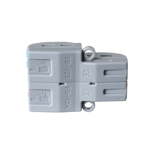 GloboStar® FAST-CONNECT 69913 Διπλή σε Τετραπλή Κλέμα Ταχείας Σύνδεσης & Διακλάδωσης Καλωδίων - 2 x Είσοδοι & 4 x Έξοδοι με Συμβατή Διατομή Καλωδίων 0.08mm² έως 2.5mm² - 250V/4KV 32A Max - Μ2.6 x Π4 x Υ1.5cm - Γκρι με Πορτοκαλί & Μπλε - Πακέτο 5 Τεμαχίων - 5 Years Warranty