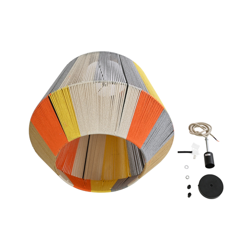 GloboStar® SALERNO 02289 Boho Κρεμαστό Φωτιστικό Πλέγμα Μονόφωτο 1 x E27 IP20 Πολύχρωμο Σχοινί - Μ50 x Π50 x Υ50cm