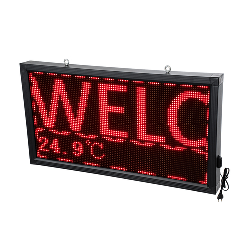 GloboStar® DISPLAY 90296 LED Scrolling Display 96x48cm - Κυλιόμενη Ψηφιακή Πινακίδα / Επιγραφή Μονής Όψης P10 LED SMD AC 220-240V - Λειτουργία μέσω Wi-Fi με Εφαρμογή APP - Αισθήτηρας Θερμοκρασίας και Υγρασίας - Αδιάβροχο IP65 - Μ104 x Π9 x Υ56cm - Κόκκινο - 1 Χρόνο Εγγύηση
