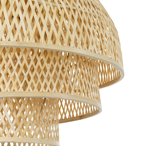 GloboStar® HIROKA 01836 Boho Κρεμαστό Φωτιστικό Πλέγμα Μονόφωτο 1 x E27 IP20 Μπεζ Ξύλο - Μ60 x Π60 x Υ50cm