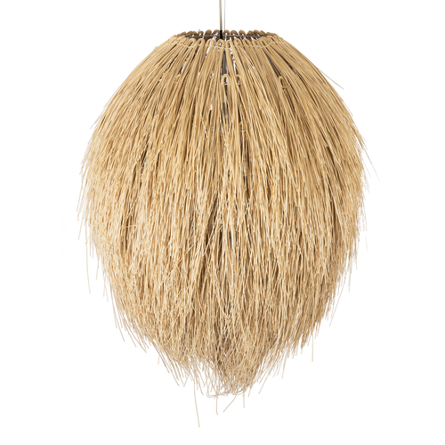 GloboStar® ARCHIPELAGO 01913 Boho Κρεμαστό Φωτιστικό Πλέγμα Μονόφωτο 1 x E27 IP20 Μπεζ Ξύλο - Μ80 x Π80 x Υ100cm