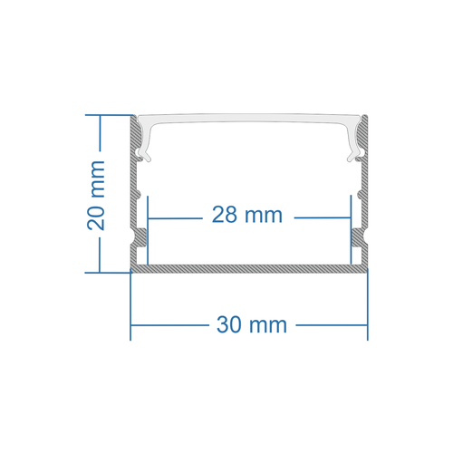 GloboStar® SURFACE-PROFILE 70824-1M Προφίλ Αλουμινίου - Βάση & Ψύκτρα Ταινίας LED με Λευκό Γαλακτερό Κάλυμμα - Επιφανειακή Χρήση - Πατητό Κάλυμμα - Ασημί - 1 Μέτρο - Μ100 x Π3 x Υ2cm