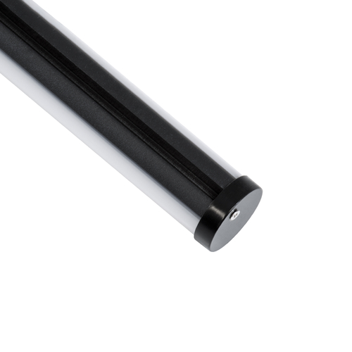 GloboStar® SURFACEPENDANT-PROFILE 70854-1M Προφίλ Αλουμινίου - Βάση & Ψύκτρα Ταινίας LED με Λευκό Γαλακτερό Κάλυμμα - Επιφανειακή & Κρεμαστή Χρήση - Πατητό Κάλυμμα - Μαύρο - 1 Μέτρο - Μ100 x Φ3cm