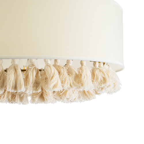 GloboStar® GINGER 02100 Boho Κρεμαστό Φωτιστικό Καπέλο Μονόφωτο 1 x E27 IP20 Μπεζ Ύφασμα με Μπεζ Σχοινί - Μ50 x Π50 x Υ25cm