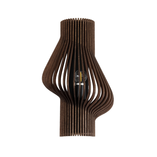 GloboStar® MIHIRO 02175 Boho Επιτοίχιο Φωτιστικό Απλίκα Μονόφωτο 1 x E27 IP20 Καφέ Ξύλο - Μ25 x Π13 x Υ40cm