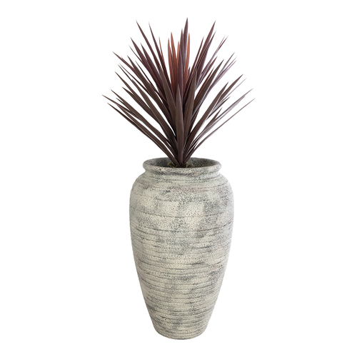 GloboStar® Artificial Garden IRISH 20721 Επιδαπέδιο Πολυεστερικό Τσιμεντένιο Κασπώ Γλάστρα - Flower Pot Λευκό με Μπεζ Φ55 x Υ90cm