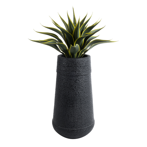 GloboStar® Artificial Garden JAKLIN 20723 Επιδαπέδιο Πολυεστερικό Τσιμεντένιο Κασπώ Γλάστρα - Flower Pot Μαύρο Φ34 x Υ62cm