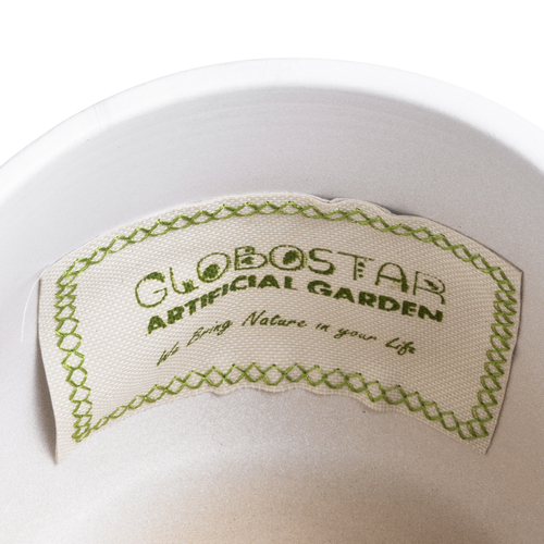 GloboStar® Artificial Garden CASTELLO 20549 Διακοσμητικό Κεραμικό Κασπώ Γλάστρα - Flower Pot Λευκό με Μαύρες Λεπτομέρειες Φ15 x Υ12cm