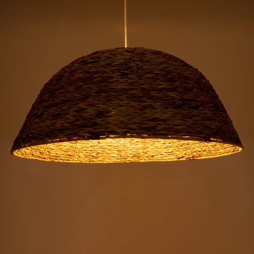 GloboStar® MANGATA 01848 Boho Κρεμαστό Φωτιστικό Καμπάνα Μονόφωτο 1 x E27 IP20 Καφέ Ξύλο - Μ90 x Π90 x Υ40cm