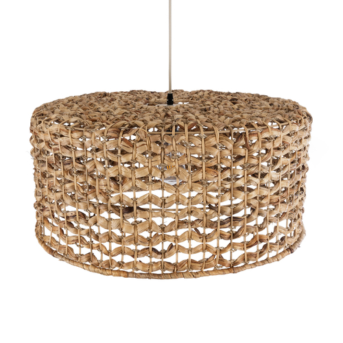 GloboStar® MANGATA 01849 Boho Κρεμαστό Φωτιστικό Καμπάνα Μονόφωτο 1 x E27 IP20 Καφέ Ξύλο - Μ60 x Π60 x Υ28cm
