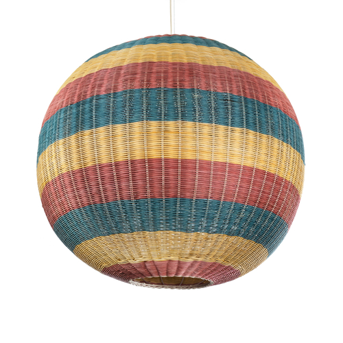GloboStar® CABALLEROS 02064 Boho Κρεμαστό Φωτιστικό Μπάλα Μονόφωτο 1 x E27 IP20 Πολύχρωμο Ξύλο - Μ100 x Π100 x Υ100cm