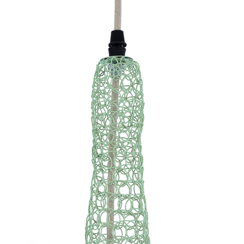 GloboStar® KENTUCKY 01873 Vintage Κρεμαστό Φωτιστικό Πλέγμα Μονόφωτο 1 x E27 IP20 Τιρκουάζ Μέταλλο - Μ35 x Π35 x Υ60cm