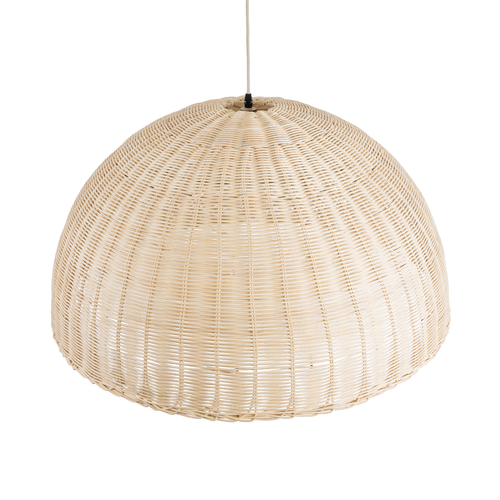 GloboStar® MONTANA 02379 Boho Κρεμαστό Φωτιστικό Καμπάνα Μονόφωτο 1 x E27 IP20 Μπεζ Ξύλο - Μ80 x Π80 x Υ40cm