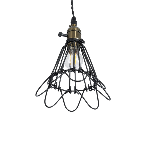 GloboStar® FLOWER IRON RUST 01181 Vintage Κρεμαστό Φωτιστικό Πλέγμα Μονόφωτο 1 x E27 IP20 Μαύρο Μέταλλο - Μ10 x Π10 x Υ20cm