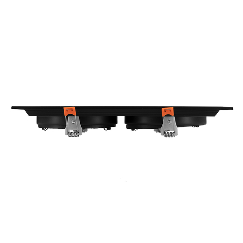 GloboStar® VITA 77855 Χωνευτό Κινούμενο Διπλό Τετράγωνο Σποτ Οροφής για Λάμπα AR111 - IP20 - Χυτό Αλουμίνιο - M33.5 x Π17.5 x Y5.5cm - Μαύρο - 5 Χρόνια Εγγύηση