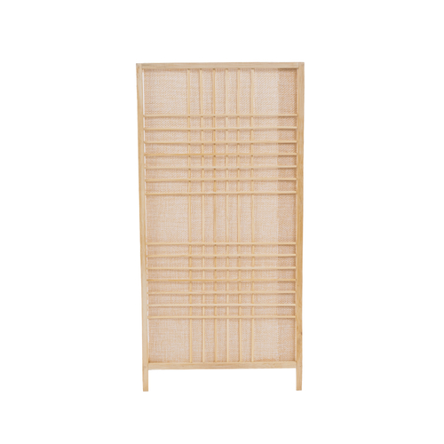 GloboStar® JUNIE 01997 Boho Επιτραπέζιο Φωτιστικό Πορτατίφ Μονόφωτο 1 x E27 AC220-240V IP20 - Μ20 x Π20 x Υ40cm - Μπεζ Ύφασμα με Μπεζ Ξύλινο Μπαμπού Πλέγμα