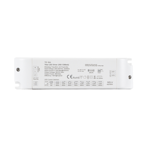GloboStar® 73135 TE-36A SKYDANCE AC Triac Dimmable Constant Current LED Driver Push Dimming 1 Κανάλι AC 200-240V 1 x 0.34A 36W - Max 0.34A 36W - IP20 Μ17.5 x Π4.4 x Υ3cm - 5 Χρόνια Εγγύηση