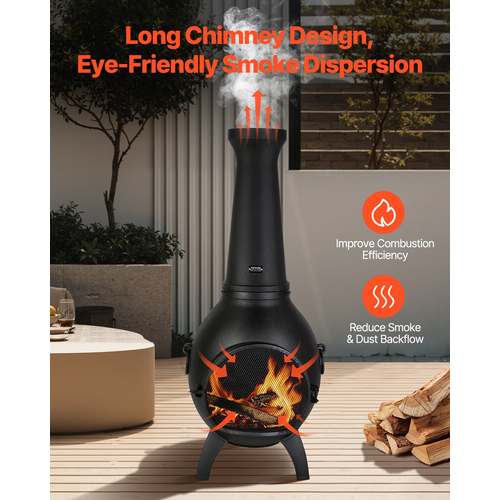Εξωτερικό τζάκι αλουμινίου VEVOR 22 ιντσών Chiminea με πλέγμα ψησίματος & παλτό καμινάδας