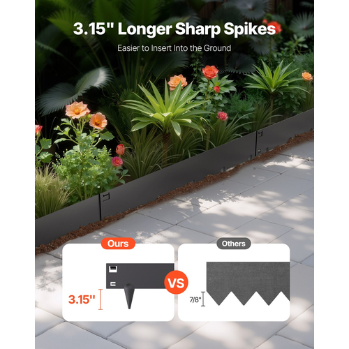 VEVOR Steel Landscape Edging 5 Packs 39 x 5in Ανθεκτικό στη σκουριά για Yard Black
