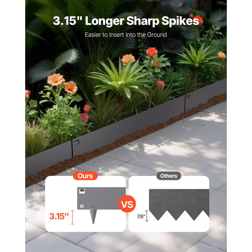 VEVOR Steel Landscape Edge 5 Packs 39 x 5in Ανθεκτικό στη σκουριά για Yard Dark Grey