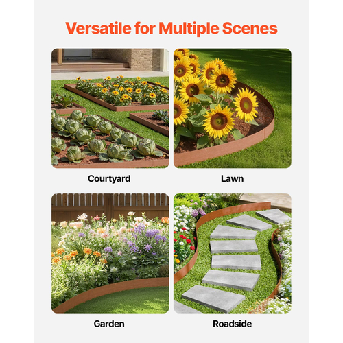 VEVOR Steel Landscape Edge 10 Packs 40 x 4,5in Ανθεκτικό στις καιρικές συνθήκες για γκαζόν αυλής