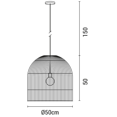 ΦΩΤΙΣΤΙΚΟ ΚΡΕΜΑΣΤΟ ΜΟΝΟΦΩΤΟ  Ε27 MAX 60W D500X500 RATTAN ΛΕΥΚΟ ARTE ILLUMINA KAI