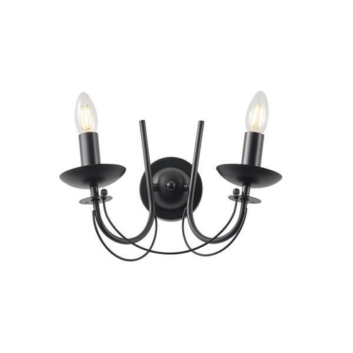 ΑΠΛΙΚΑ TOIXOY ΜΕΤΑΛΛΙΚΗ ΔΙΑΦΑΝΕΣ ΓΥΑΛΙ 2XE14 MAX 15W 320X300mm ΜΑΥΡO ARTE ILLUMINA KRISTALLO