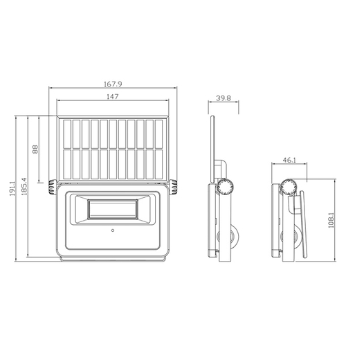 ΑΠΛΙΚΑ ΜΕ ΗΛΙΑΚΟ PANEL & ΑΝΙΧΝΕΥΤΗ ΚΙΝΗΣΗΣ 13W 1600LM 168X40X191mm 3CCT ΜΑΥΡΗ ARTE ILLUMINA