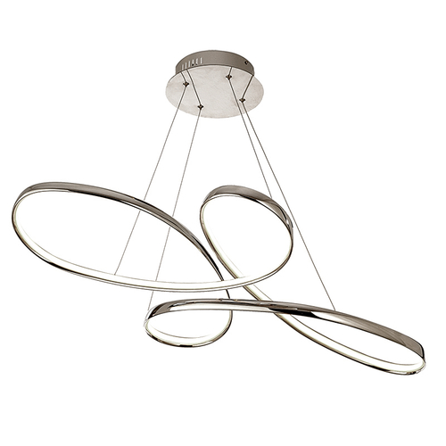 InLight Κρεμαστό φωτιστικό LED 56W 3CCT (by switch) από αλουμίνιο σε χρώμιο απόχρωση D:100cm (6151-CH)