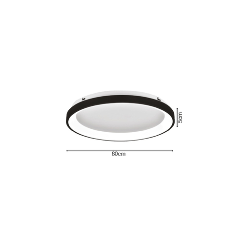 Inlight Πλαφονιέρα οροφής LED 38W 3CCT από μαύρο μέταλλο και ακρυλικό D:80x5cm (42044-A-Black)