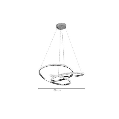 Inlight Κρεμαστό φωτιστικό LED 58W 3CCT (by switch on base) σε χρώμιο D:60cm (6092-A-Chrome)