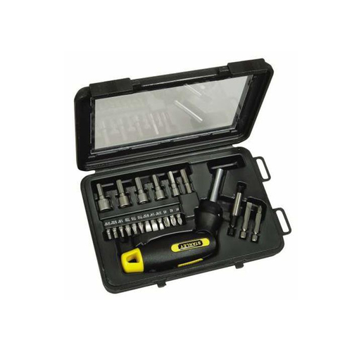 Κατσαβίδι με καστάνια σπαστό σε κασετίνα 22 τεμ. με 2 μύτες μακριές (50mm): ίσια 6mm, phillips Ph2, 15 μύτες κοντές (25mm): ίσια 5,6,7, philips Ph1,2, torx T10,15,20, άλεν 3,4,5mm, robertson No 1,2, pozidriv PZ1,2  και 6 καρυδάκια με υποδοχή 1/4":5,6,8,9, / 0-63-022