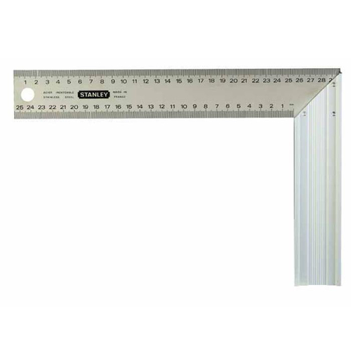 Γωνία μαραγκών μεταλλική 30cm. Πέλμα από προφίλ αλουμινίου Κανόνας από ανοξείδωτο ατσάλι χαραγμένος με βαθύ σκάλισμα (διαδικασία GRAVEMAT). / 1-45-686