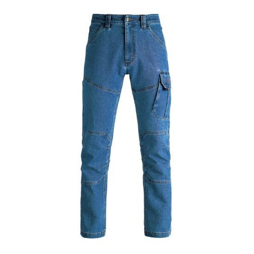 Παντελόνι εργασίας jeans NIMES μπλε, 73% Βαμβάκι, 25% Πολυεστέρας, 2% Ελαστάνη 310g/m με μια τσέπη αριστερά στο πλάι L / 36812